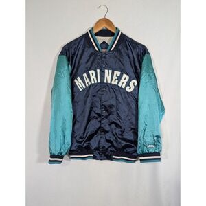Seattle Mariners Navy and Teal Satin Bomber Jacket